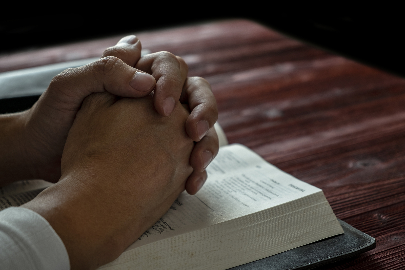 Man Praying To God With His Bible, Prayer With Reading The Bible