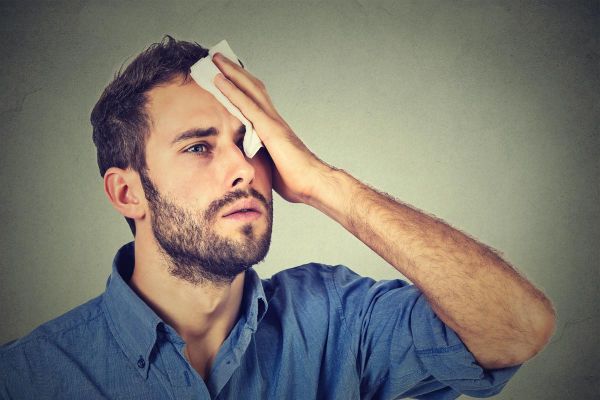 goodencente-long-term-effects-of-lsd-photo-of-Worried-guy-wipes-sweat-on-his-face